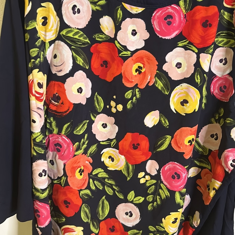 Lane Bryant cottage core long sleeve top size 22 blue red pink green flo… - Picture 5 of 7